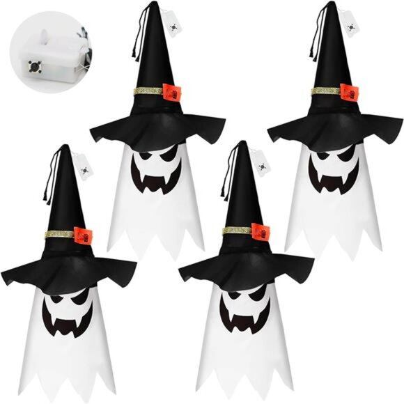 Halloween Decorations Glowing Ghost Witch Hat Halloween String Lights - - Picture 3 of 8